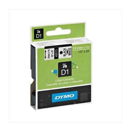 ETICHETTE NASTRO DYMO D1 12mm X 7m BLACK/WHITE NERO SU BIANCO  7/8142