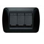 PLACCA 3P NERO LUCIDO METALLO BTICINO L4803NR LIVING INTERNATIONAL