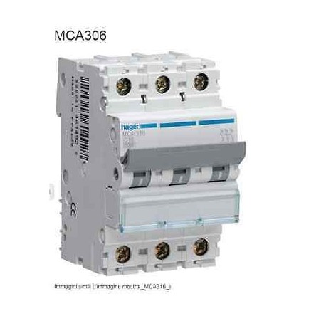 INTERRUTTORE AUTOMATICO MAGN. 3P 6A 6KA C 3M HAGER COD. MCA306