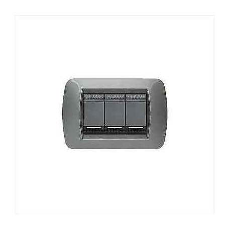 PLACCA 3 POSTI BTICINO LIVING INTERNATIONAL ACCIAIO COD. L4803AC