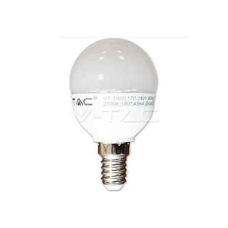 LAMPADA MINISFERA LED 6W E14 4500K LUCE BIANCA NATURALE  VTAC COD.4251 GARANZIA