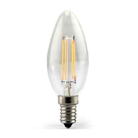 LAMPADA OLIVA LED TRASPARENTE E14 - 4W 2700K LUCE CALDA FILAMENTO VTAC 4301