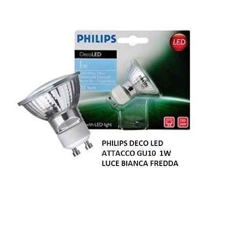 LAMPADINA DecoLed GU10 - 1W LUCE FREDDA PHILIPS COD. 536089