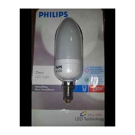 LAMPADA DECORATIVA DecoLed E14 BIANCA 1W - 230V PHILIPS COD.799746