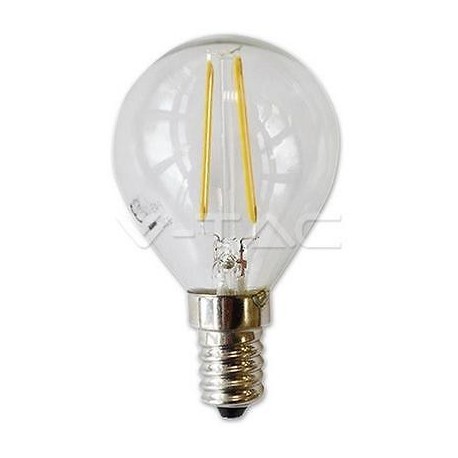 LAMPADINA MINISFERA LED TRASP. E14 4W 3000K LUCE CALDA FILAM. VTAC V-TAC 4300