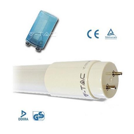 TUBO LED T8 OPACO 24W LUCE BIANCA 6000K 150CM + STARTER 3000lm ALTA LUMINOSITA' VTAC V-TAC 6228