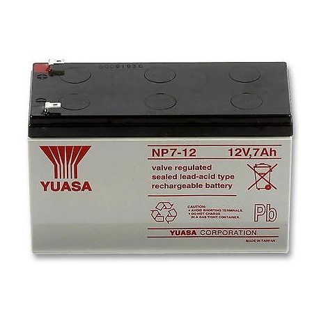 BATTERIA AL PIOMBO ACIDO CON AGGANCIO RAPIDO 12V 7AH 2.2Kg YUASA 12-7