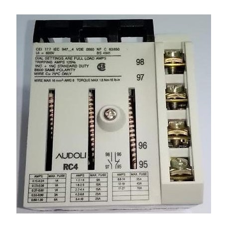 RELE' TERMICO SOVRACCARICO PORTATA 0.8-1.3A 1NA-1NC RC4 AUDOLI RC0405