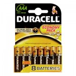 BLISTER 8 BATTERIE MINI STILO AAA ALCALINE 1.5 VOLT DURACELL LONG LIFE MN24008