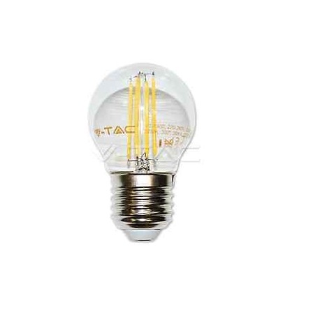 LAMPADA MINISFERA LED TRASPARENTE E27 - 4W 3000K LUCE CALDA -FILAMENTO VTAC 4306