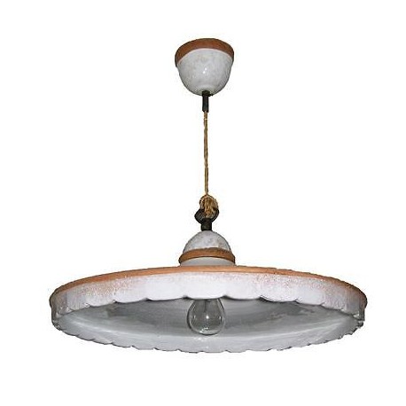 SOSPENSIONE PIATTO 47CM ELBA 220V MAX 100W E27 BIANCO E TERRACOTTA TOSCOT 262/47