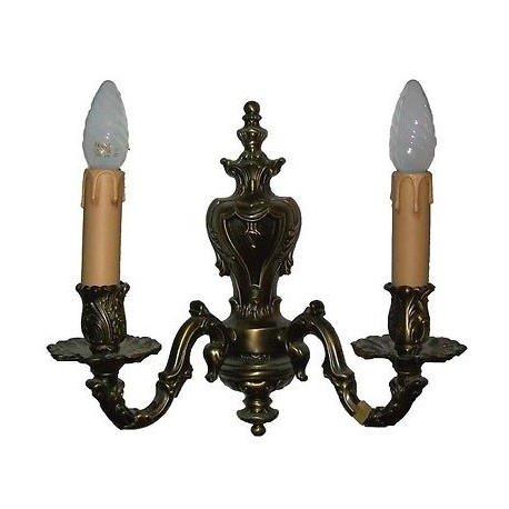 APPLIQUE ANTICO PARETE 230V 2 LUCI 60W E14 METALLO BRONZO NEW ORALIGHT 110AP2BR