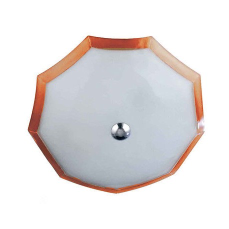 PLAFONIERA OMBRELLO VETRO LAVORATO BIANC 2xE27 BORDO ARANCIONE D.40 ORALIGHT 1183/40.ARC