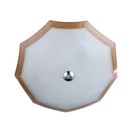 PLAFONIERA VETRO LAVORATO BIANCO 2xE27 BORDO AMBRA D.50 NEW ORALIGHT 1183/50.AM