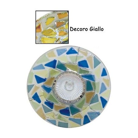 SPOT INCASSO VETRO MURANO GU10 D12cm F7cm CRISTALLO GIALLO NEW ORALIGHT 443FGI