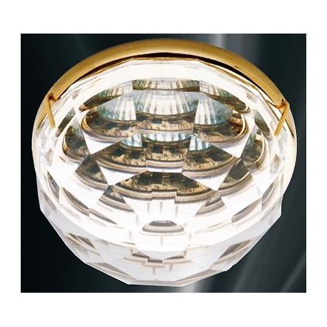 FARETTO INCASSO CRISTALLO E ORO 12V GU4 D.6,6cm F. 5cm NEW ORALIGHT 450/F.ORL