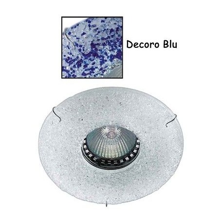 SPOT INCASSO VETRO MURANO 230V GU10 D12cm F 7cm DECORO BLU NEW ORALIGHT 442/F.BL