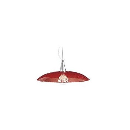 SOSPENSIONE LAMPADARIO CROMO VETRO SERIGRAFATO ROSSO DIAM.50cm ROSSINI 2633-R