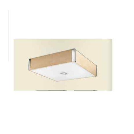 PLAFONIERA SOFFITTO QUADRA MENORCA 230V T5 NICHEL LEGNO LEDS LACREU 15-25978193