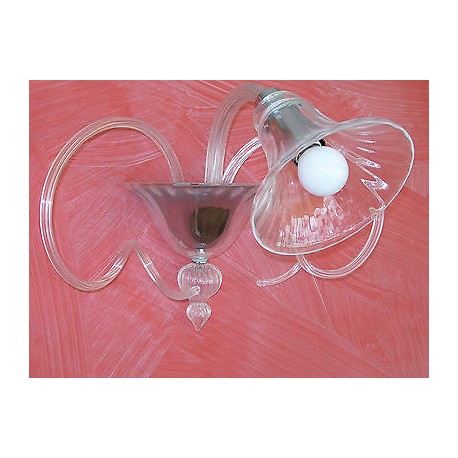 APPLIQUE DA PARETE 230V E14 CRISTALLO TRASPAR. E CROMO 1 LUCE SYLCOM 1420/A1KCR