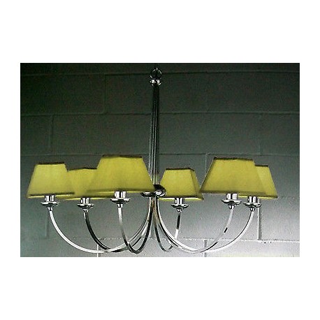 LAMPADARIO METALLO CROMATO 230V 6xE14 CON PARALUMI SABBIA NUCLEO FORME 603/6CR