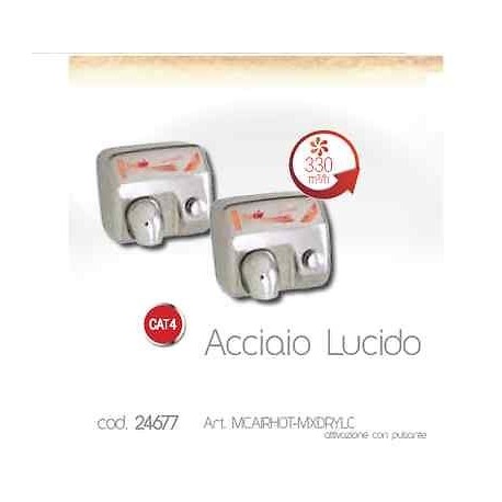 ASCIUGAMANO ELETTRICO 2250W 96KM/H ACCIAIO LUCIDO MCAIR COD. 24677