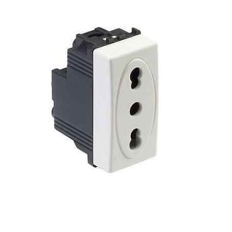 PRESA BIVALENTE 2P+T 10-16A BIPASSO BIANCO SERIE MODO BIANCA MASTER 36159