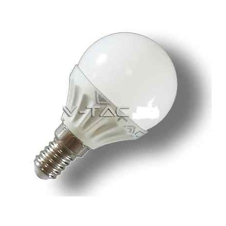 LED LAMPADA SFERA 3W E14 4500°K LUCE BIANCA NEUTRA VTAC COD.4163