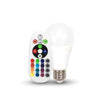 LAMPADA LED E27 6W 4500K 300° LUCE BIANCA + MULTICOLOR RGB C/TELECOM VTAC 7150 