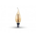 LAMPADINA LED E14 4W FILAM. AMBRA BIANCO CALDO A FIAMMA V-TAC VTAC 7114