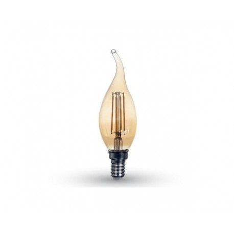 LAMPADINA LED E14 4W FILAM. AMBRA BIANCO CALDO A FIAMMA V-TAC VTAC 7114