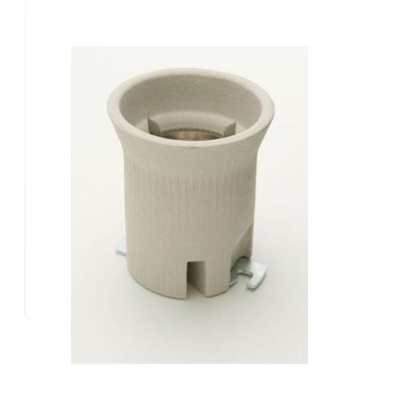 PORTALAMPADA E40 BIANCO PORCELLANA CON STAFFA AD ALETTE 