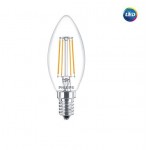 LAMPADINA LED CANDELA OLIVA TRASPAR FILAM 4W-40W 2700K E14 PHILIPS LEDCAN40E14