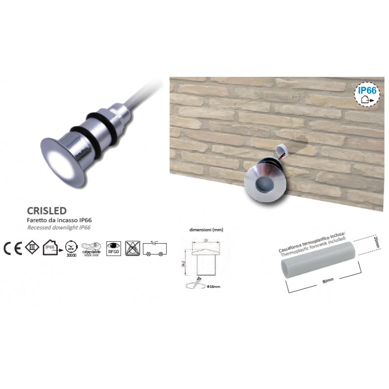 Mini faretto LED da incasso silver 60° 2W 12V 4000K Lampo