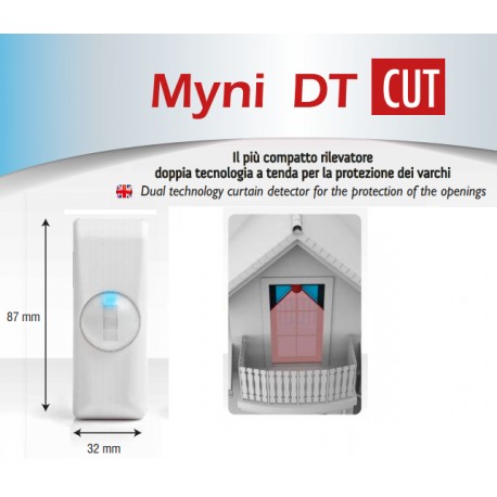 SENSORE RIVELATORE A TENDA DOPPIA TECNOLOGIA EEA PROTEZIONE INFISSI MYNI DT CUT 