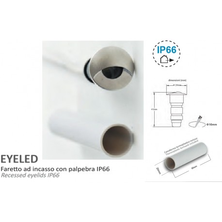 FARETTO LED INCASSO SEGNAPASSO IP66 SILVER 45° 1W LUCE FREDDA LAMPO EYELED/SI/BF