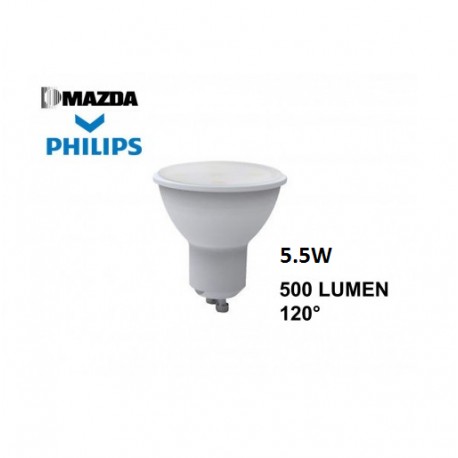 LAMPADINA LED GU10 5.5W 70W 500LM 120° VETRO OPACO 6500K MAZDA MZDGU1070865120