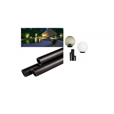 PALO VETRORESINA NERO ILLUMINAZIONE GIARDINO H 2 METRI D. 60mm OEC T0PO00030200