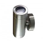 SPOT A PARETE IP65 2XGU10 UP-DOWN ACCIAIO INOX SPAZZ. 230V V-TAC COD.4793