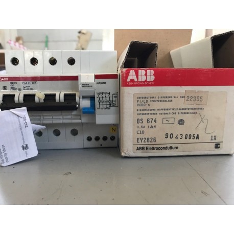INTERRUTTORE DIFFERENZIALE MAGNETOTERMICO 4P 10A 0.5A 10KA ABB DS674 EY2826