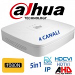 DVR IBRIDO 4CH CANALI HDCVI AHD TVI CVBS 2CH IP 1080N H265 P2P DAHUA XVR4104C-X