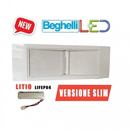 LAMPADA EMERGENZA PARETE SLIM INCASSO LED 11W BATTERIA LITIO NEW BEGHELLI  1499E