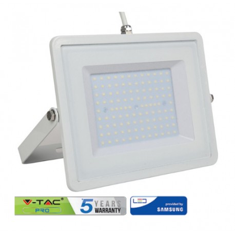 PROIETTORE SMD BIANCO LED SLIM 100W 6000K LUCE BIANCA fredd IP65 VTAC V-TAC 5687