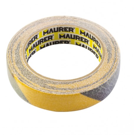 NASTRO ADESIVO ANTISCIVOLO GIALLO NERO 5MT 25MM MAURER ROTOLO 99396