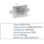 CORPO SPOT GESSO INCASSO SEGNAPASSO CARTONGESSO LATERALE GU10 IP20 12X12X6.5 CM