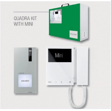KIT MONOFAMILIARE VIDEOCITOFONICO ESPAND MAX 4 QUADRA MINI 2 FILI COMELIT 8461M 