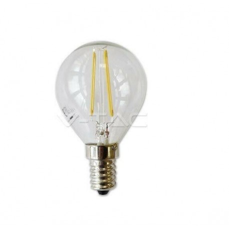 LAMPADA MINISFERA LED TRASP. E14 - 2W 2700K LUCE CALDA FILAM. VTAC V TAC 4262