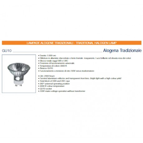 LAMPADINA ALOGENA PAR16 HALOREFL 230V 50W GU10 UVS LEUCI 850021.0101