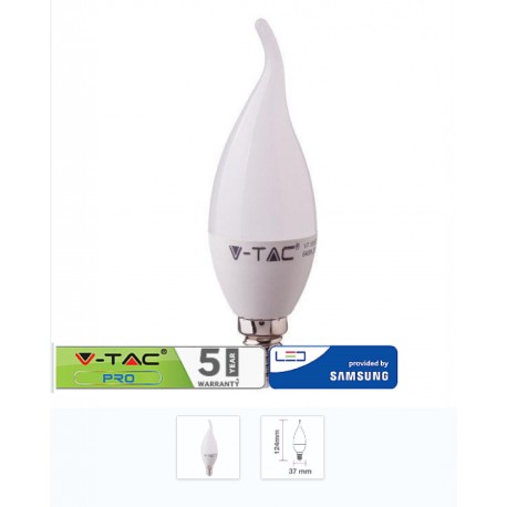 LAMPADA LED COLPO DI FIAMMA OPACA 6W E14 4500K BIANCO NATURALE VTAC V-TAC 4352