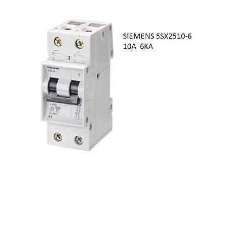 INTERRUTTORE MAGNETOTERMICO 1P+N 2M 10A 6KA SIEMENS COD. 5SX2510-6